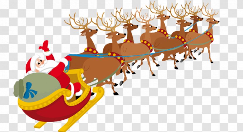 Santa Claus Village Clauss Reindeer Clip Art - Sleigh Elk Transparent PNG