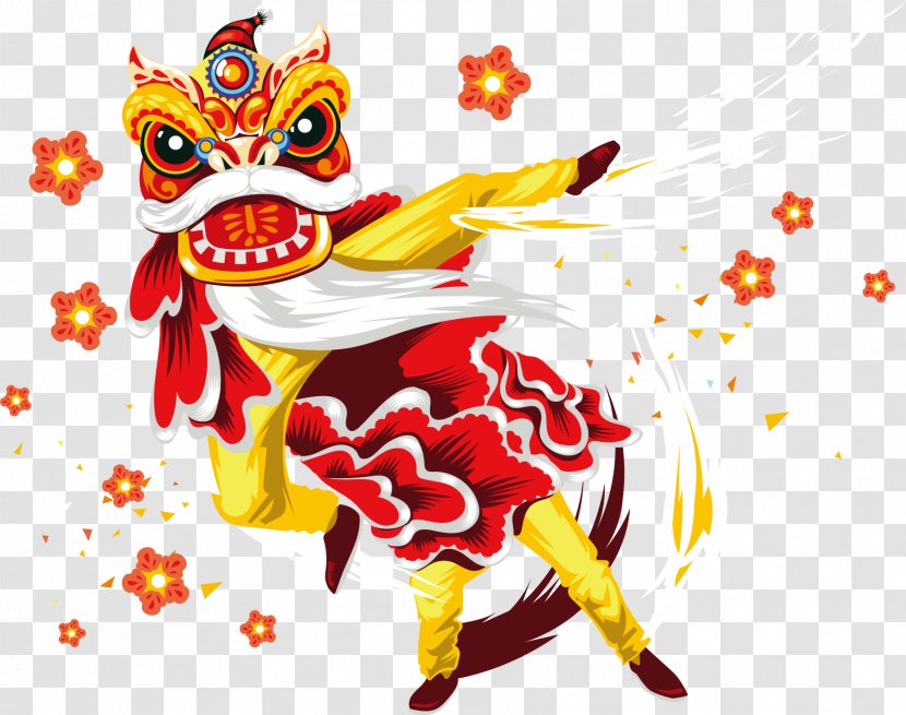 Dragon Dance Lion Chinese New Year - Drawing - Standing Transparent PNG