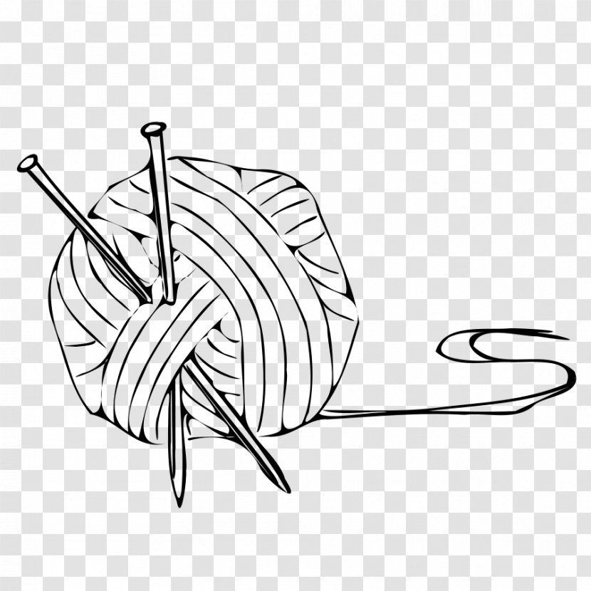 Yarn Wool Knitting Clip Art - Monochrome - Wing Transparent PNG