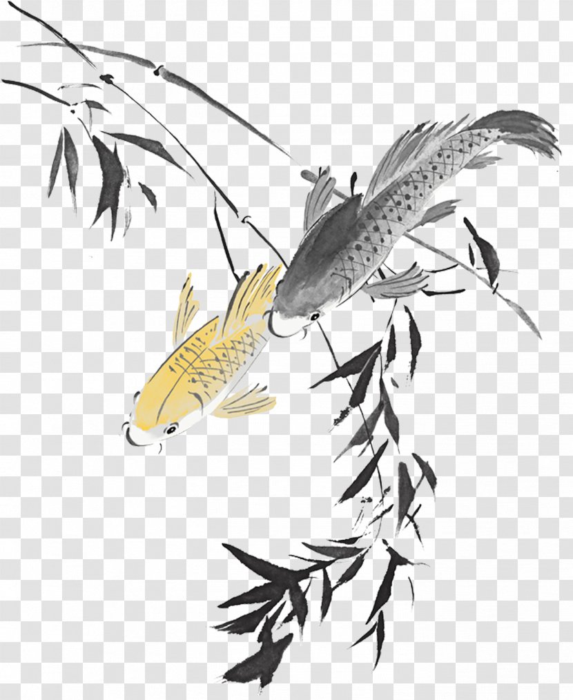 Chinese New Year Years Day Display Resolution Wallpaper - Puthandu - Ink Bamboo Fish Transparent PNG