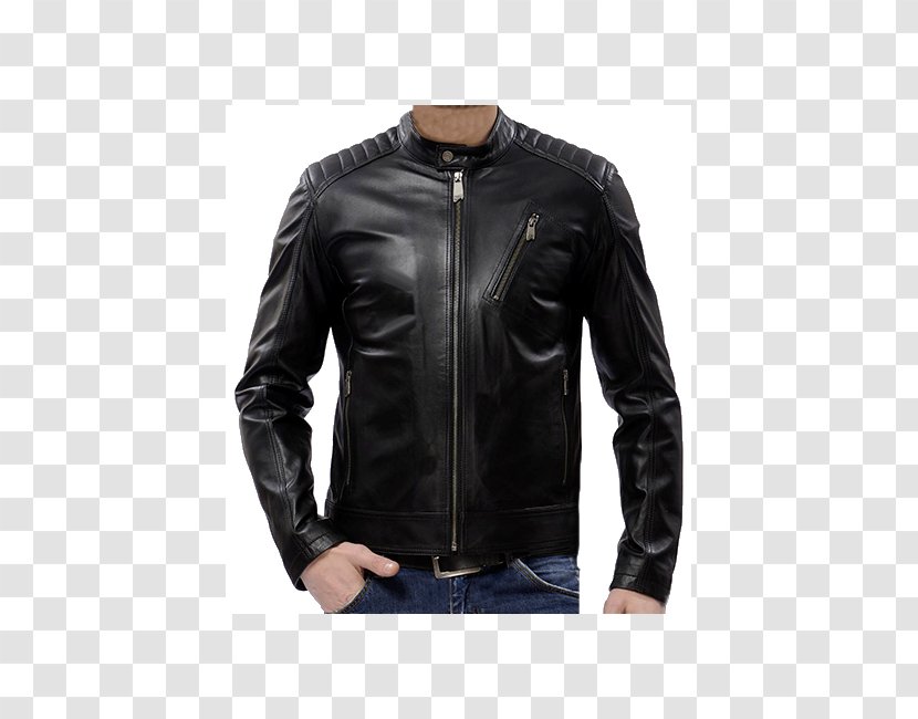Leather Jacket Clothing Overcoat Daunenjacke - Black Transparent PNG