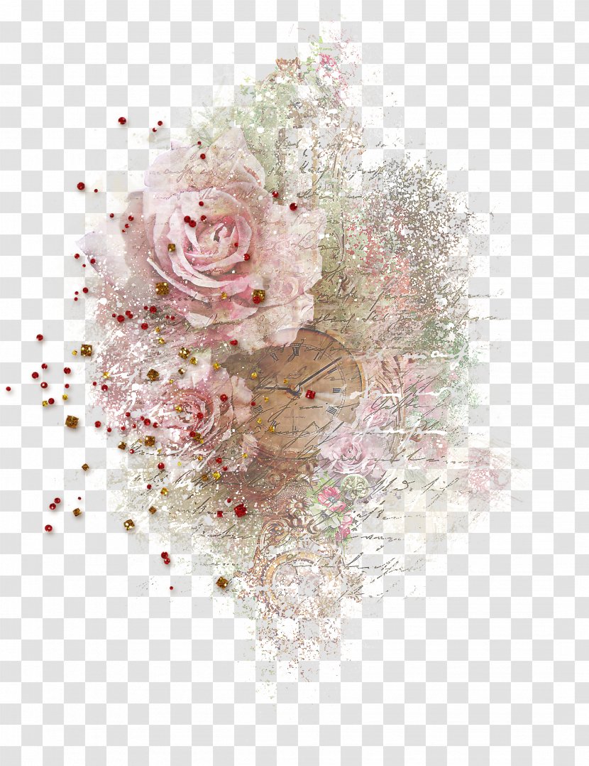 Rose Flower Bouquet - Floral Clock - Painted Transparent PNG