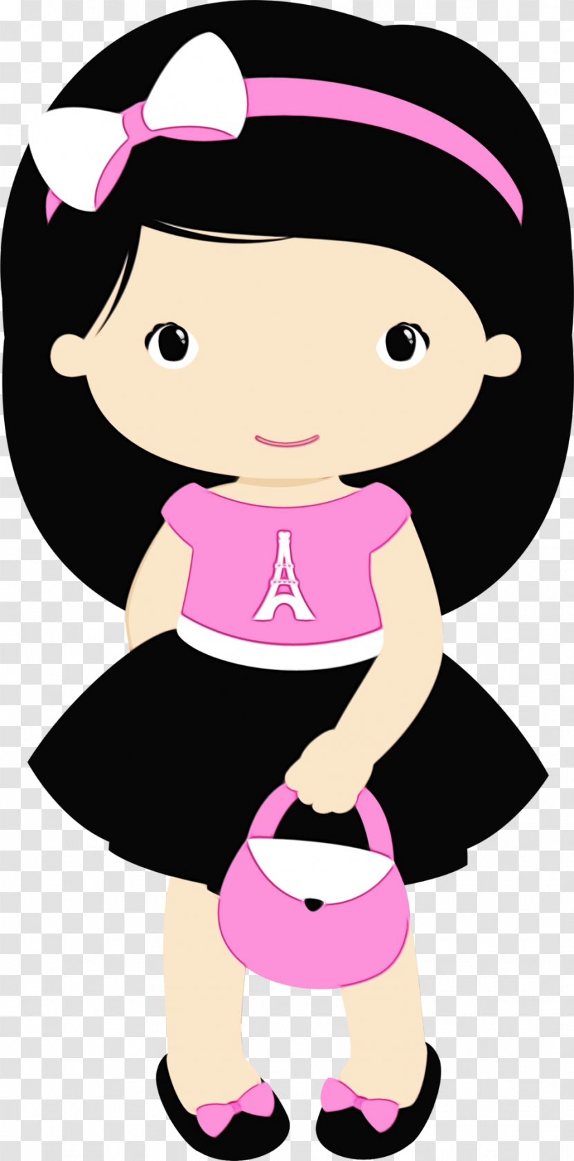 Cartoon Pink Clip Art Child Black Hair - Fictional Character Animation Transparent PNG