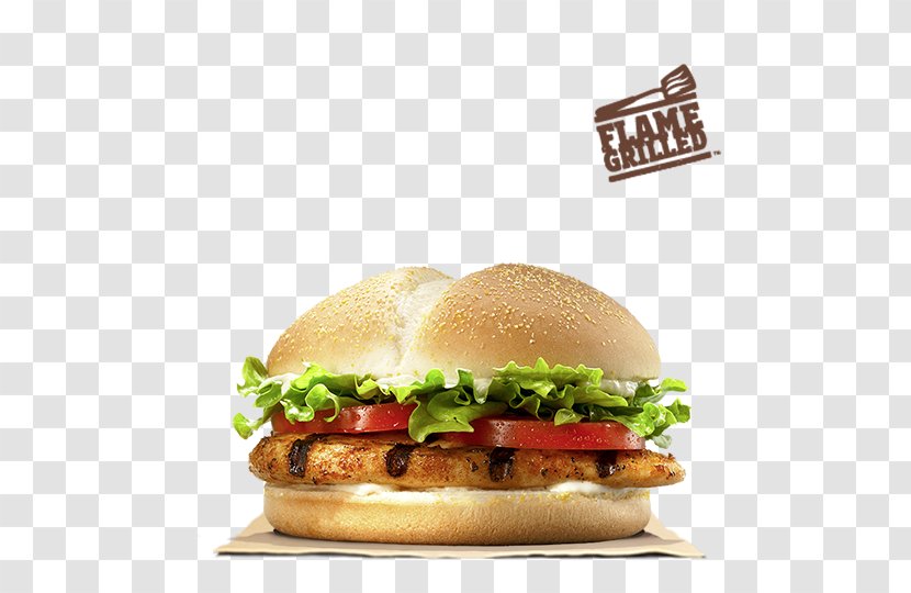 Burger King Grilled Chicken Sandwiches Hamburger Whopper Fast Food - Salmon Transparent PNG