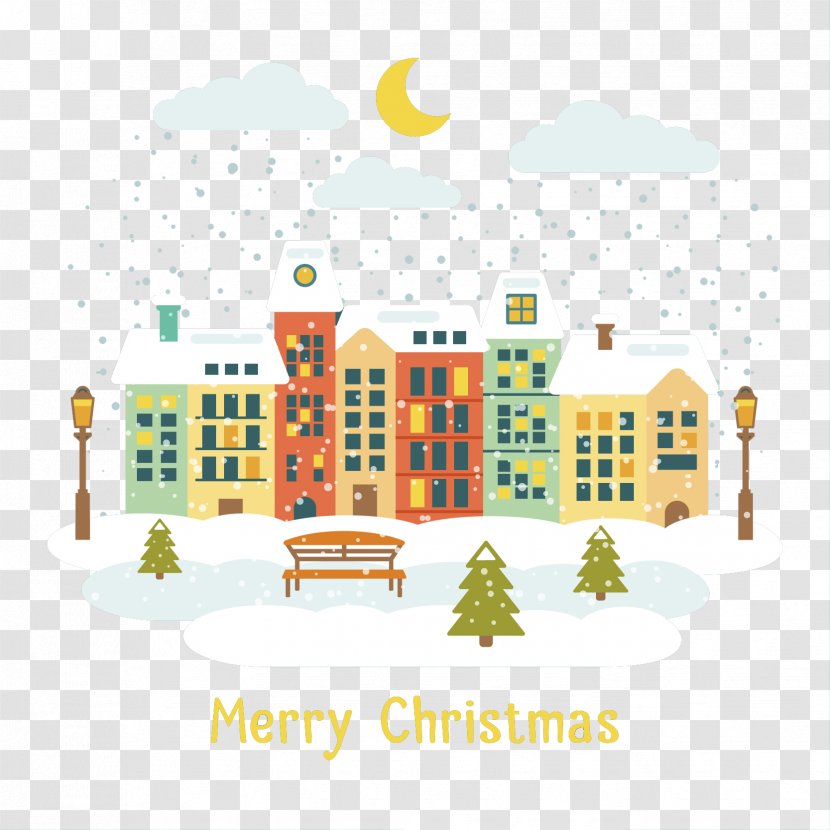 Christmas Village Euclidean Vector - Yellow - Night Material Transparent PNG