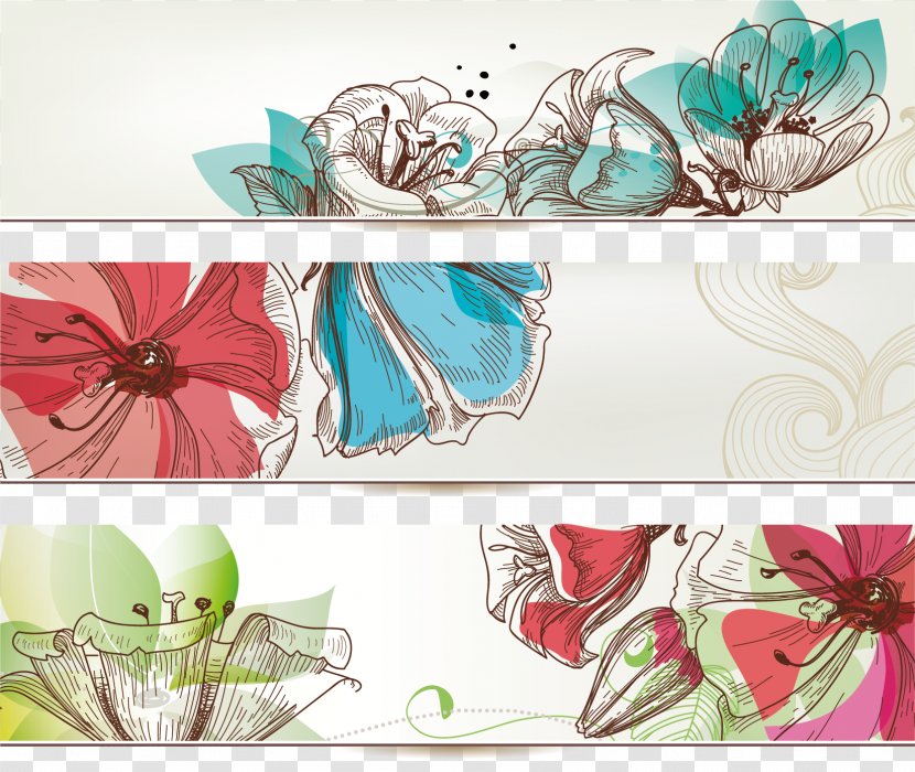 Banner Flower Royalty-free Floral Design - Hand-painted Transparent PNG