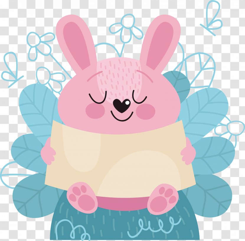 Pink Cute Rabbit Title Box - Computer Graphics - Clip Art Transparent PNG