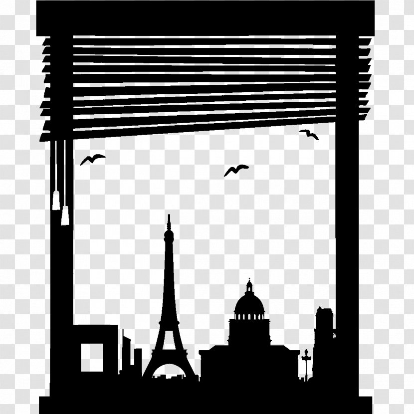 Eiffel Tower Skyline Silhouette Drawing - Black Transparent PNG