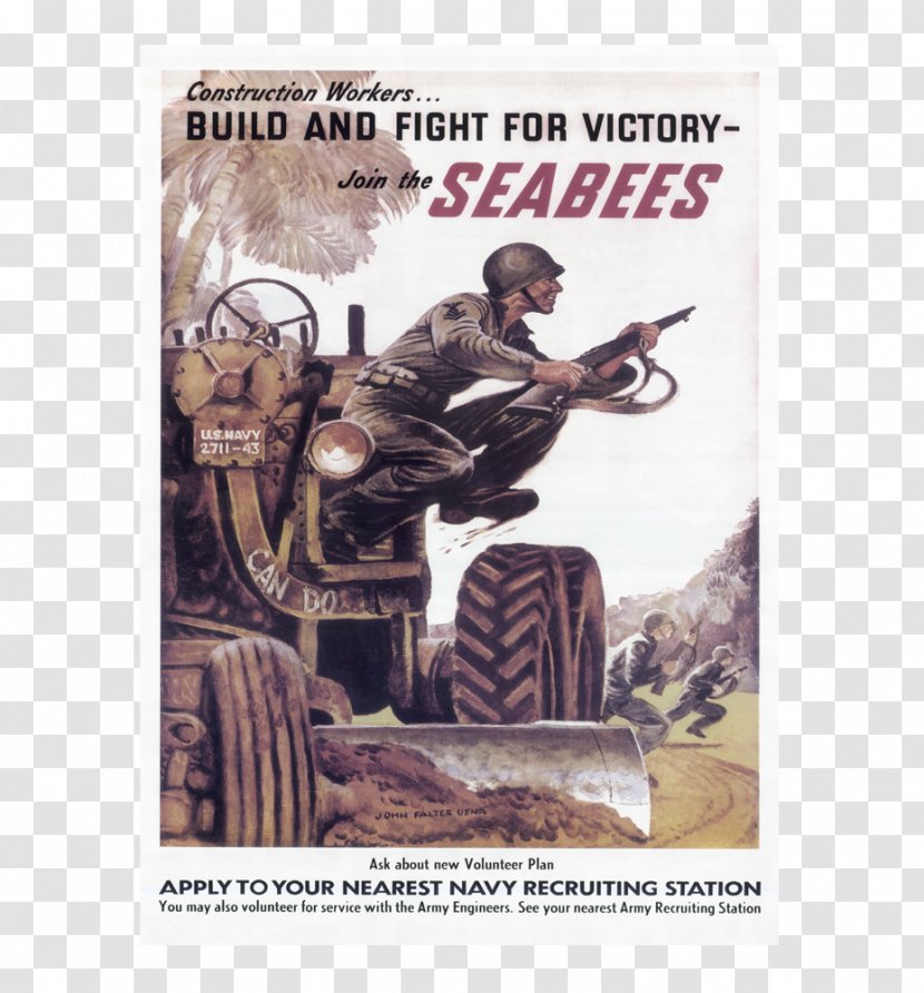 United States Navy Second World War Seabee Soldier - Poster Transparent PNG