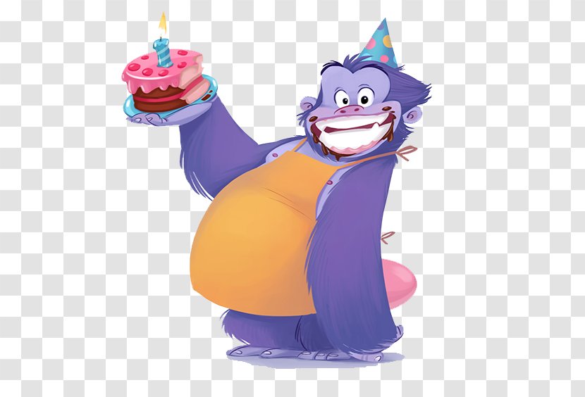 Hand-painted Cartoon Monkey Birthday - Animation - Drawing Transparent PNG