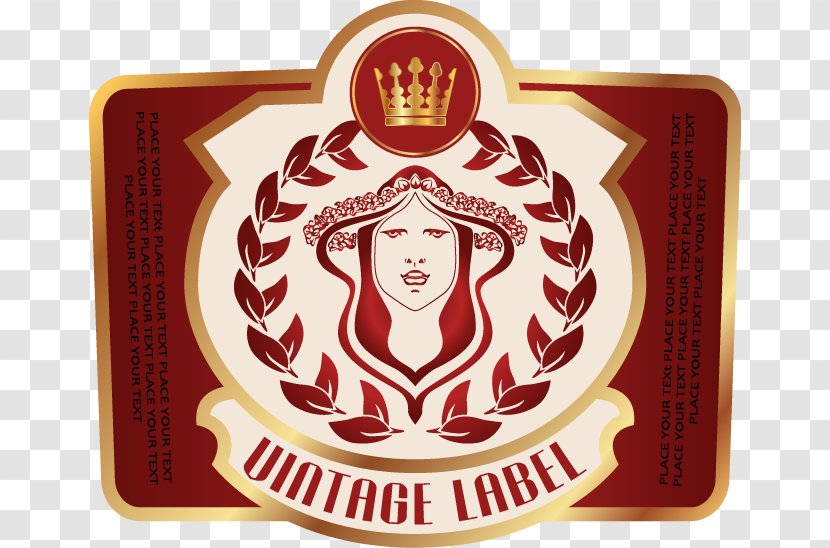 Label Vintage Royalty-free Retro Style - Drawing - Phnom Penh Crown On Red Painted Figures Transparent PNG