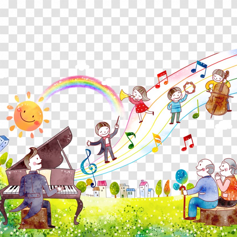 Child Musical Instrument Piano String - Watercolor - Photos Notes Transparent PNG
