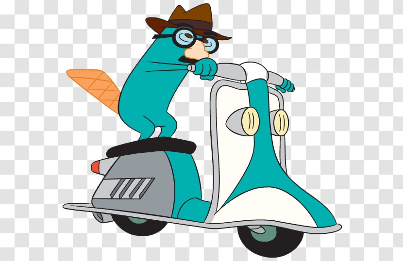 Perry The Platypus Phineas Flynn Ferb Fletcher - Cartoon - White Scooter Delivery Transparent PNG
