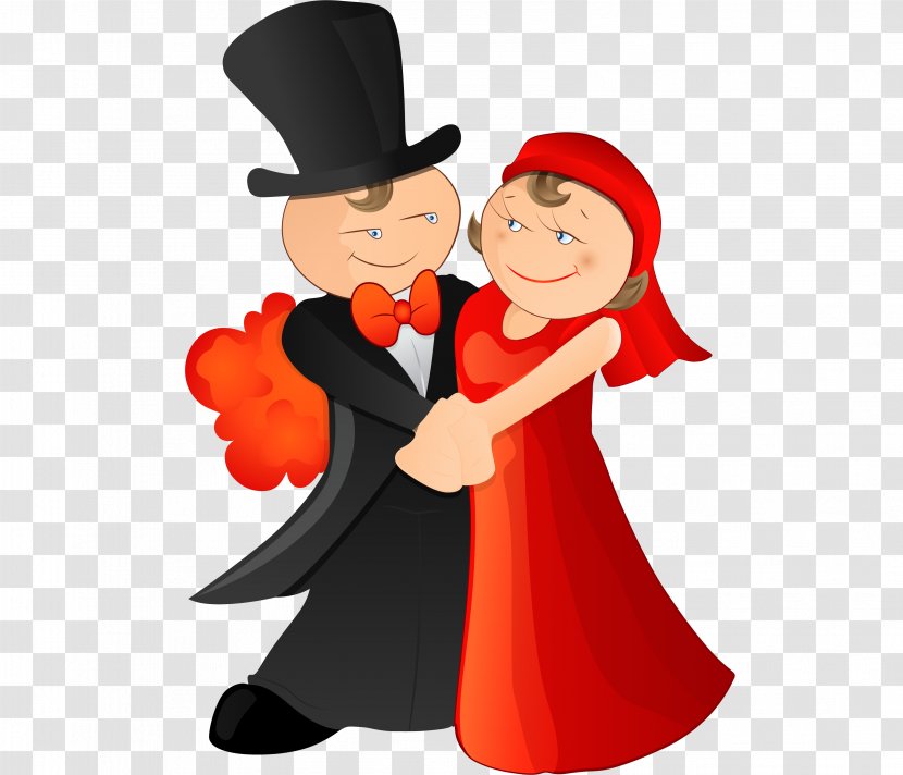 Cartoon Marriage Illustration - Man - The Bride And Groom Dancing Transparent PNG