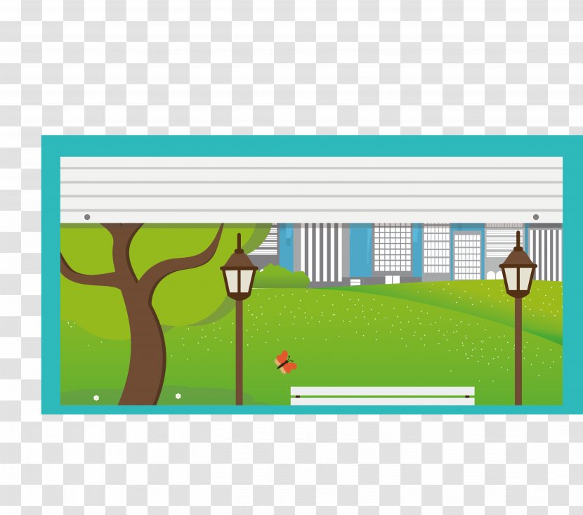 Urban Park Illustration - Product Design - Windows And Streetlights Transparent PNG