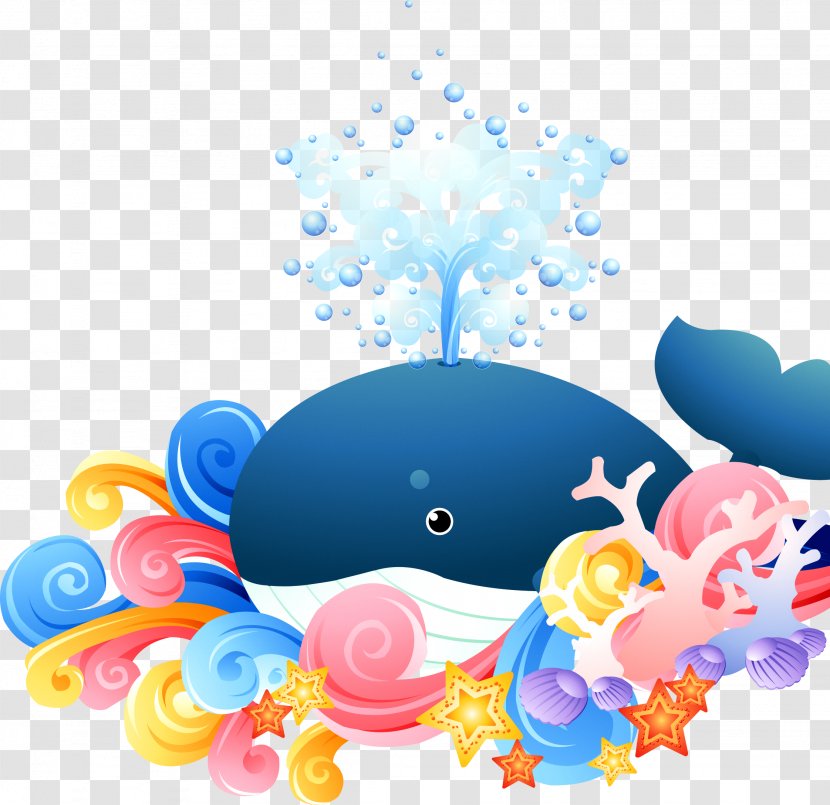 Whale Euclidean Vector - Blue - Dolphin Fountain Transparent PNG