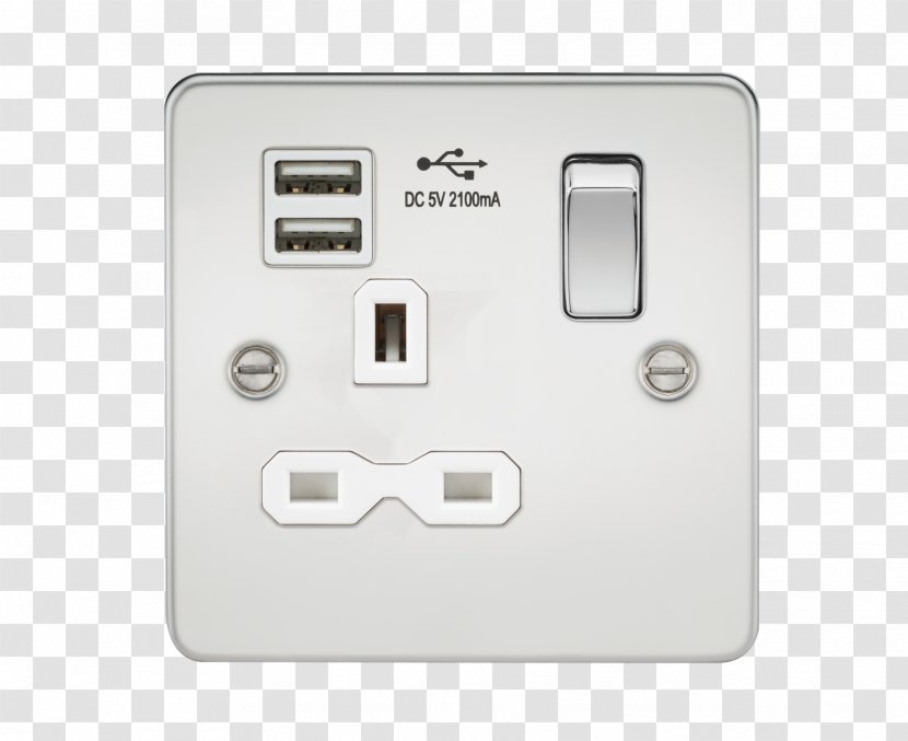 AC Power Plugs And Sockets: British Related Types Adapter Electrical Switches USB - Electricity - Chromium Plated Transparent PNG