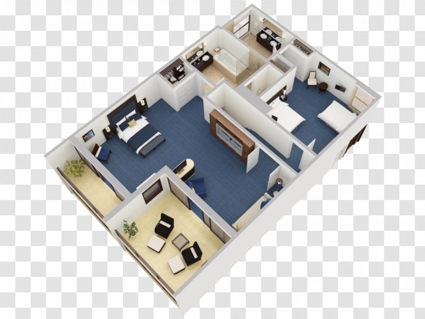 3D Floor Plan Caribe Hilton Hotel Room Suite - Building Transparent PNG