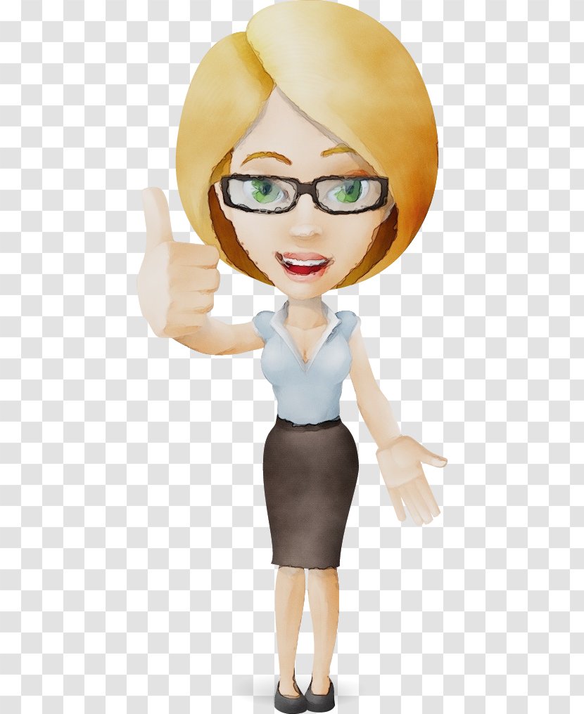 Cartoon Character Woman Business Accounting - Glasses - Finger Gesture Transparent PNG