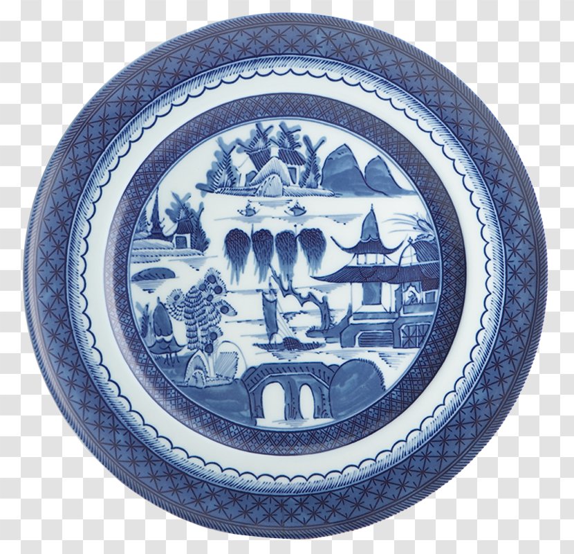 Tableware Mottahedeh Blue Canton Large Dinner Plate & Company - Chinese Classical Border Transparent PNG