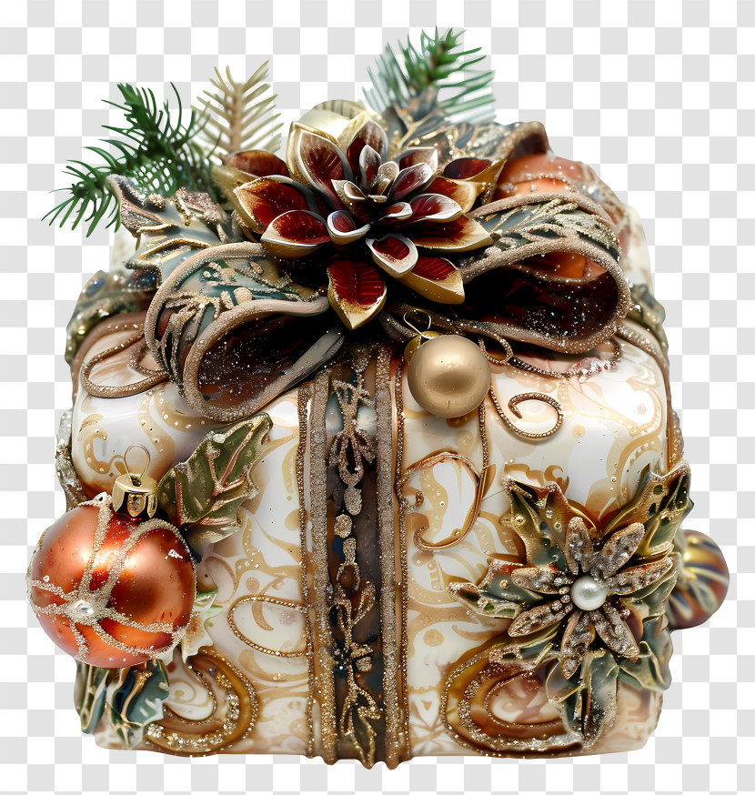 Gift - Festive Decorated Gift Box For Christmas Transparent PNG