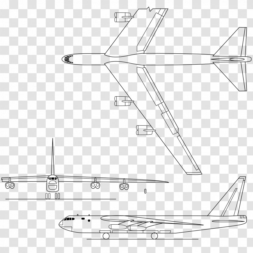 Boeing B-52 Stratofortress Heavy Bomber Airplane United States - Line Art Transparent PNG