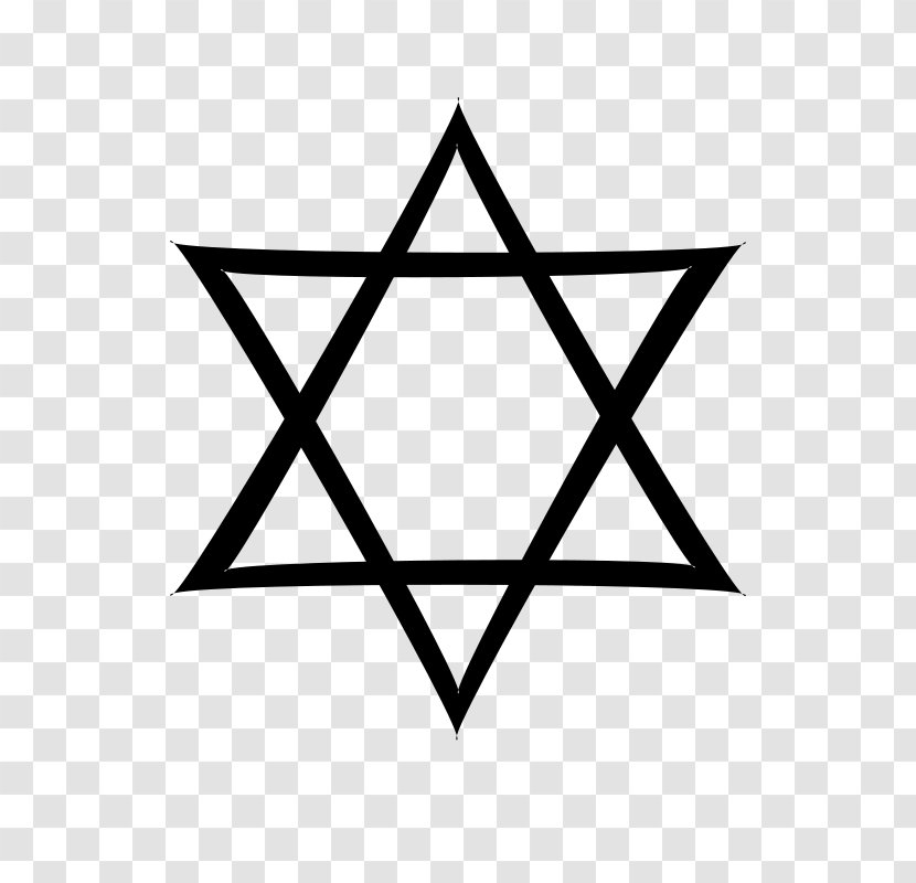 The Star Of David Judaism Jewish Symbolism - Black And White Transparent PNG