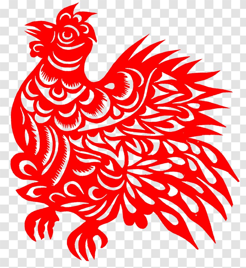 Chinese Paper Cutting Papercutting - Heart - Cock Grilles Transparent PNG