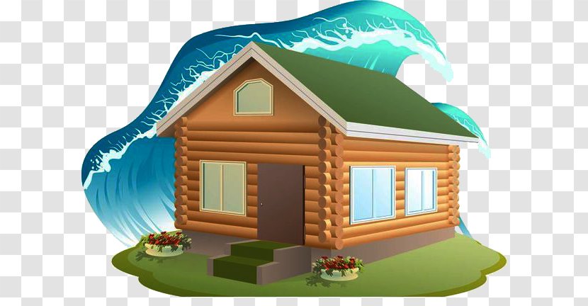 House Stock Illustration Clip Art - Real Estate - Flood And Tsunami Submerged Houses Transparent PNG