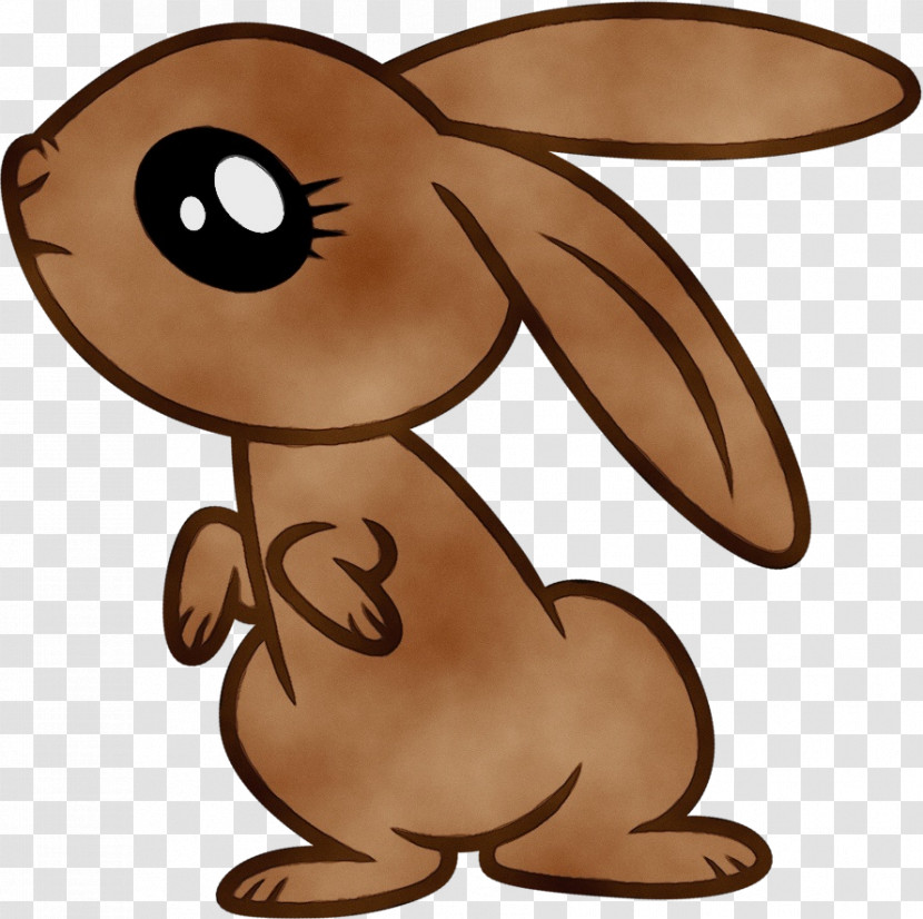 Cartoon Brown Hare Animation Animal Figure Transparent PNG