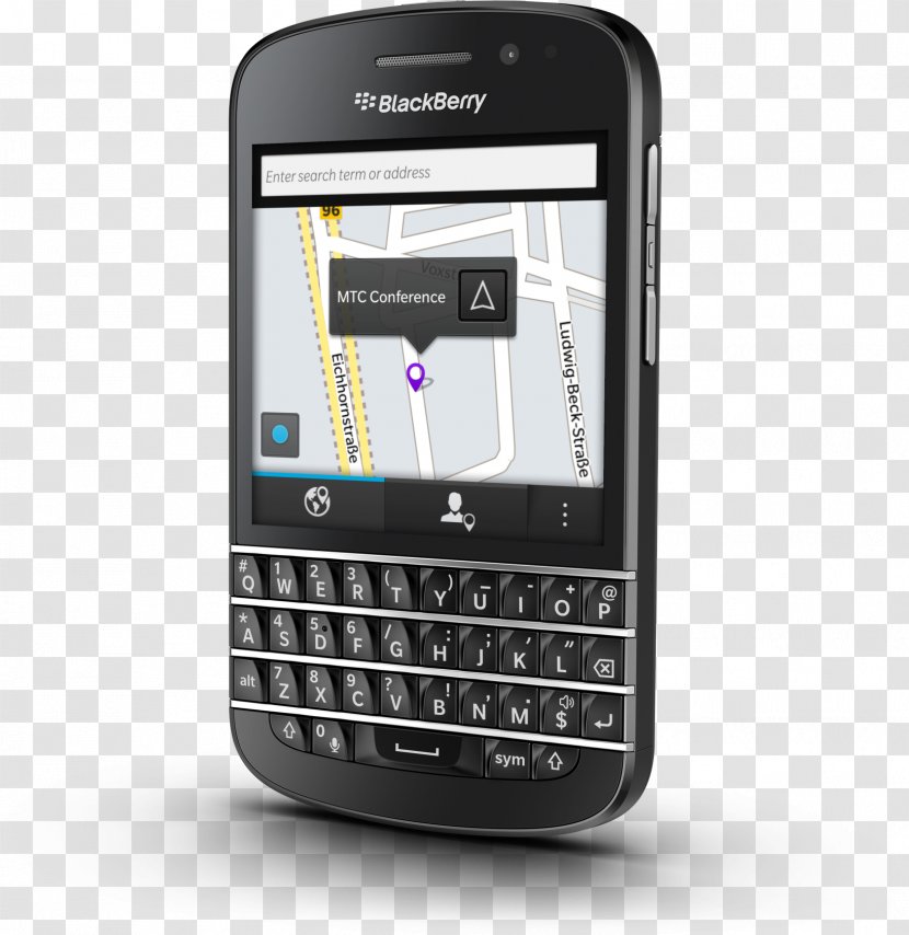 BlackBerry Classic Smartphone Q10 - Cellular Network - Black Unlocked Cellphone, 16GB, BlackSmartphone Transparent PNG
