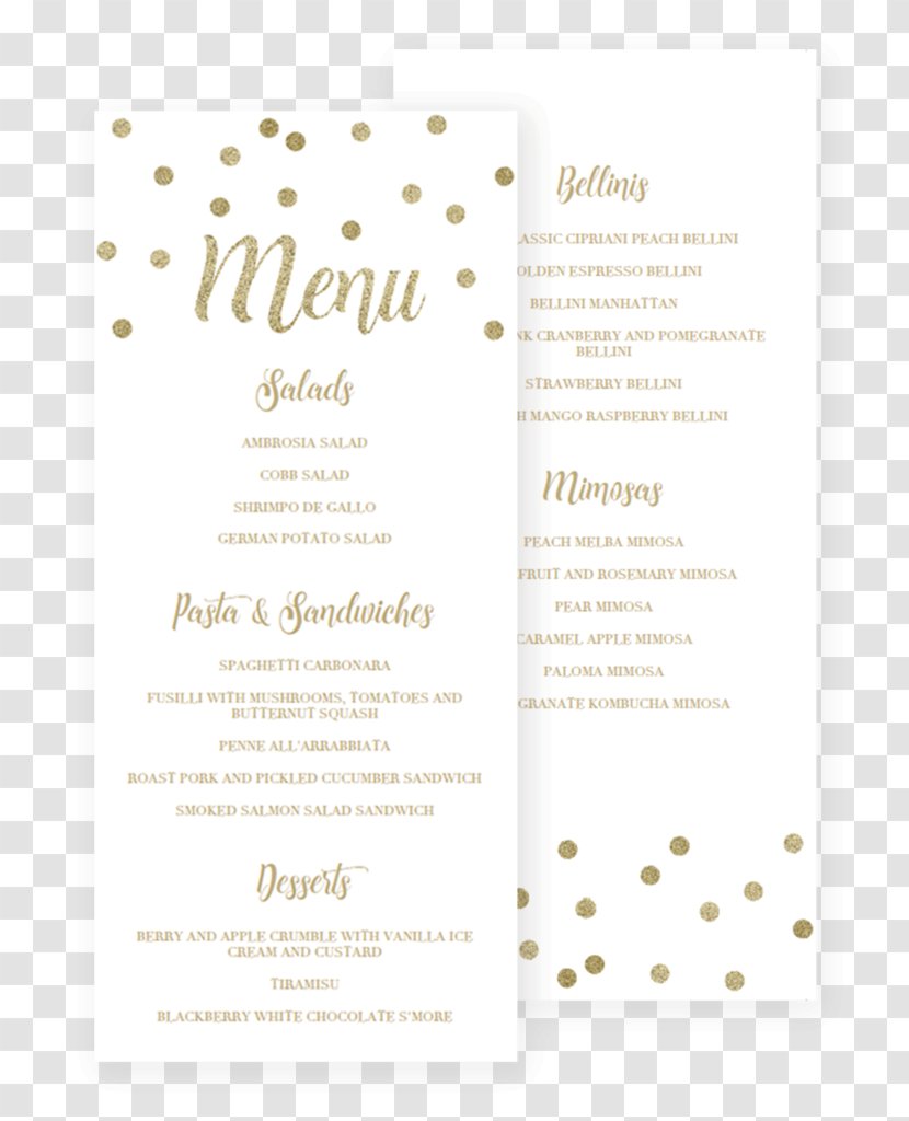 Menu Party Baby Shower Wedding Bridal Transparent PNG