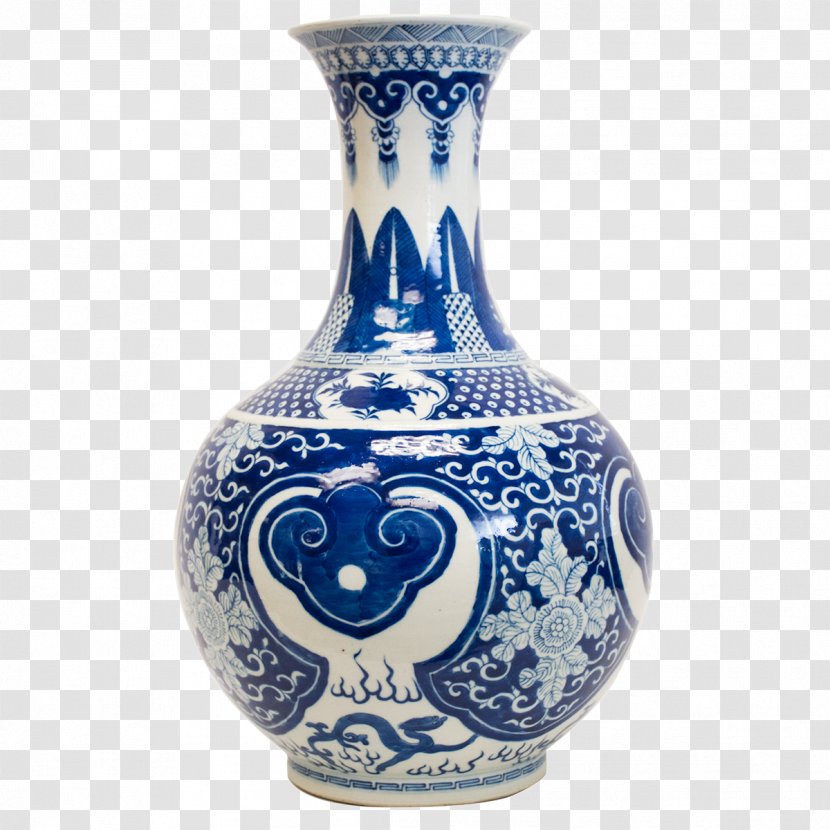 Blue And White Pottery Vase Ceramic Porcelain - Artifact - Antique Chinese Ming Vases Transparent PNG