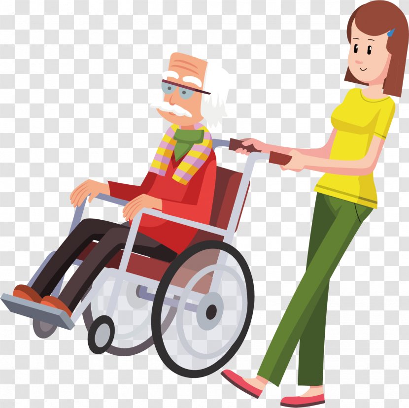 Cartoon Illustration Image Wheelchair - Old Age - People In Wheelchairs Transparent PNG