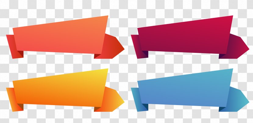 Vector Hand-painted Banners - Orange - Red Transparent PNG