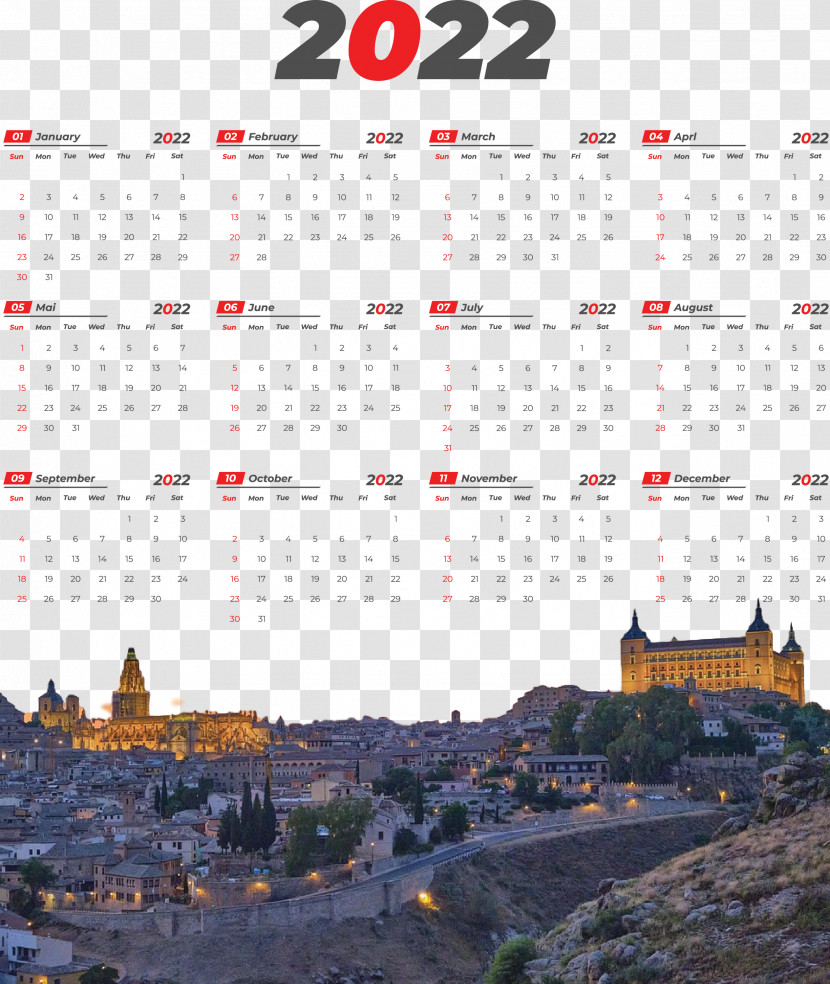 Printable Yearly Calendar 2022 2022 Calendar Template Transparent PNG