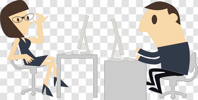 Cartoon Clip Art Animation Job Conversation - Gesture Sitting Transparent PNG
