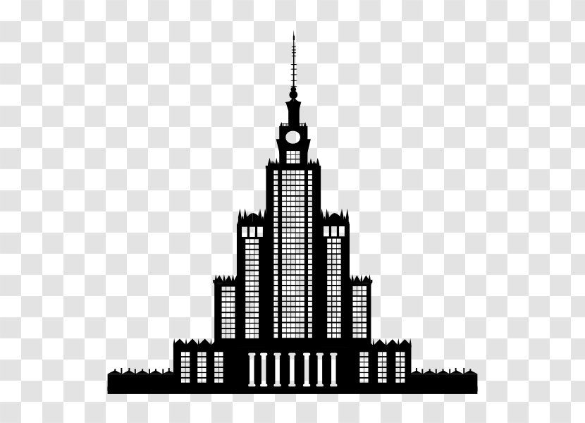 Palace Of Culture And Science Wikipedia - Landmark - Monochrome Photography Transparent PNG