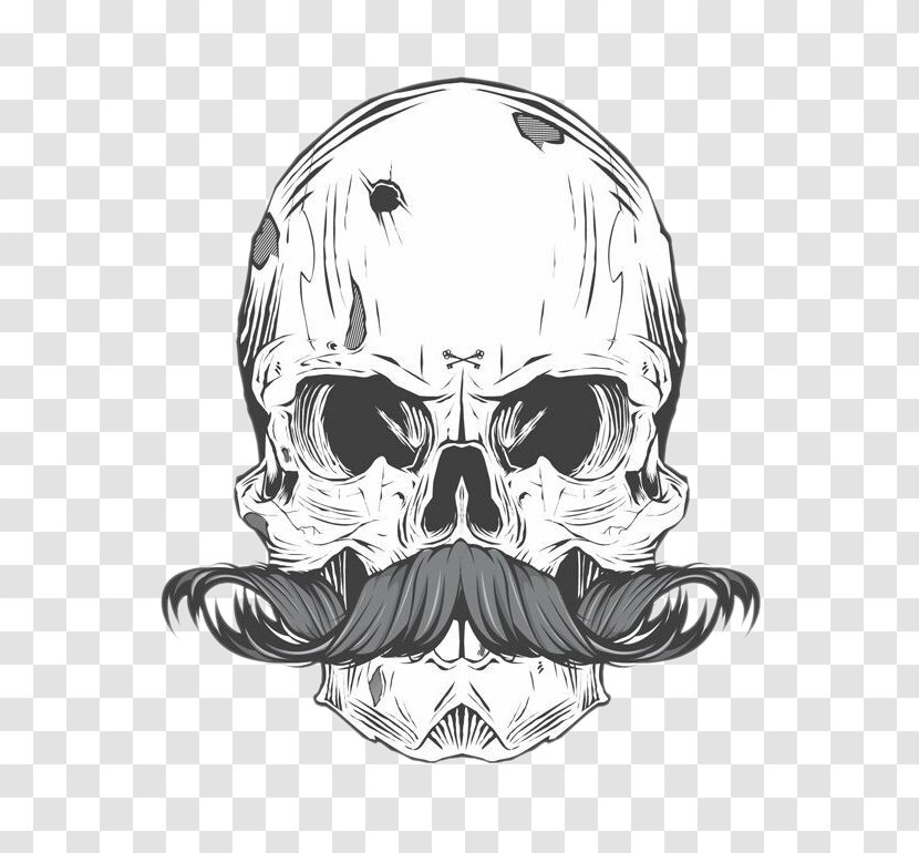 Skull Calavera Finger Moustache Tattoo - Fictional Character - Bearded Transparent PNG