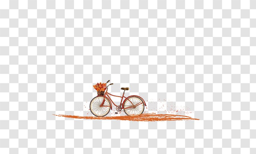 Autumn Leaf Color Clip Art - Drawing - Orange Maple Leaves In Bicycle Transparent PNG