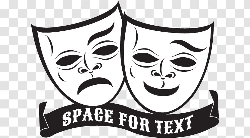 Mask Theatre Euclidean Vector Tragedy - Headgear - Illustration Comedy And Theater Masks Transparent PNG