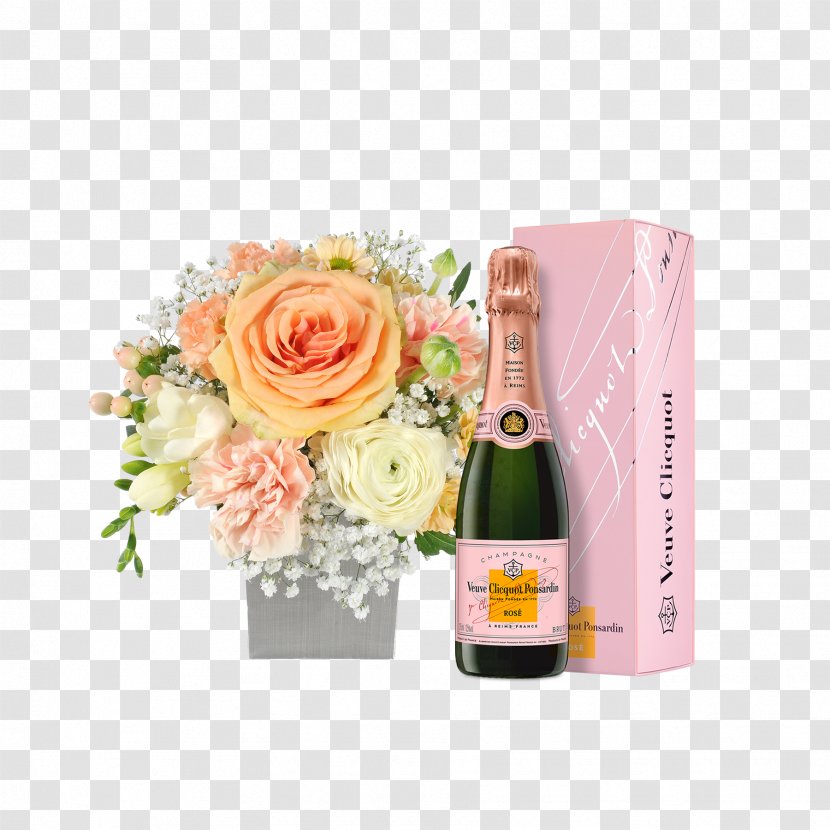 Champagne Floral Design Cut Flowers Wine - Liqueur Transparent PNG