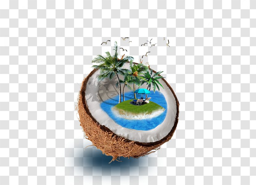Coconut Water Tree Illustration - Creative Figure Transparent PNG