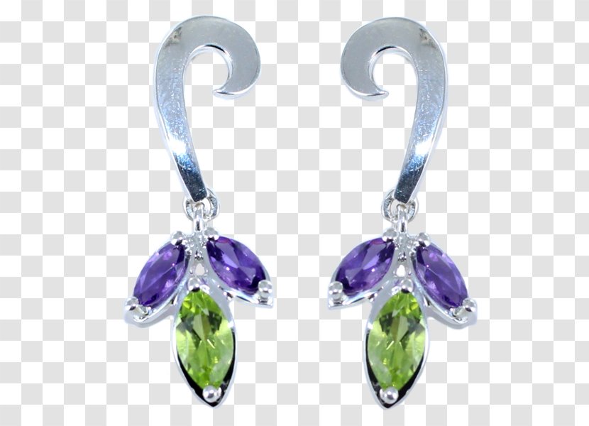 Amethyst Earring Silver Body Jewellery Transparent PNG
