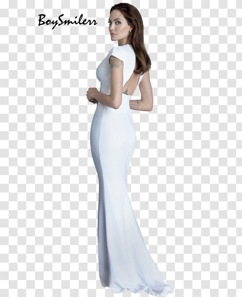 Wedding Dress Cocktail Satin Gown Photo Shoot - Watercolor - Angelina Jolie Transparent PNG