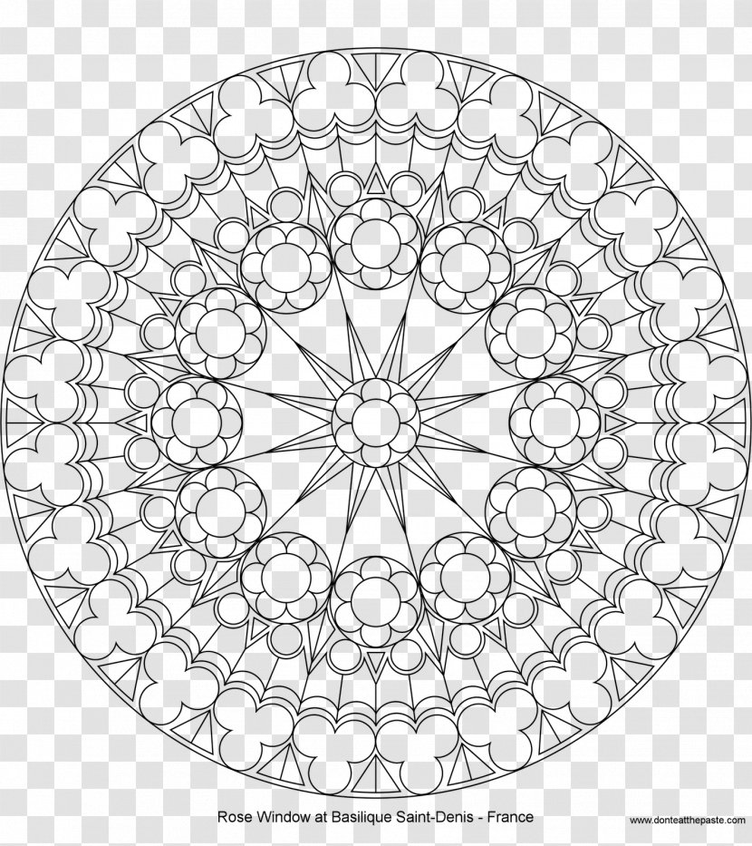 Rose Window Stained Glass Coloring Book - Point - Gothic Pattern Transparent PNG
