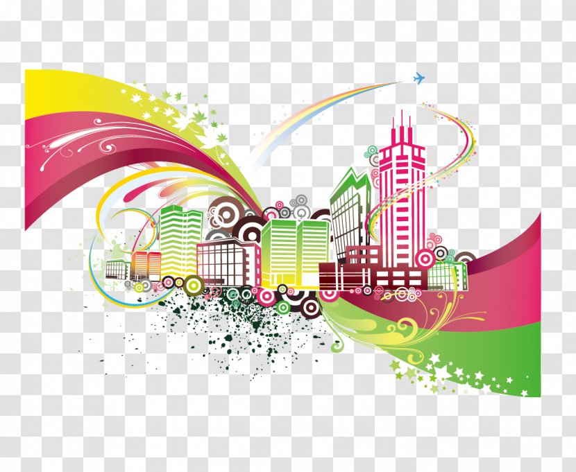 Microsoft PowerPoint Template Presentation Slide Excel - Word - Colorful City Transparent PNG