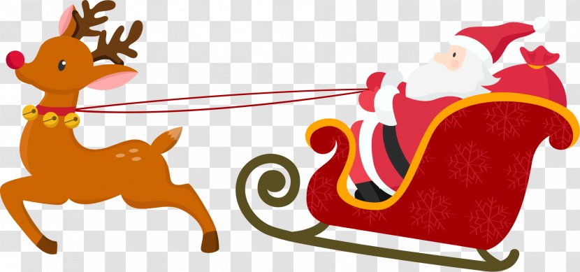 Santa Claus Sled Christmas Poster - Mammal - Deer Transparent PNG