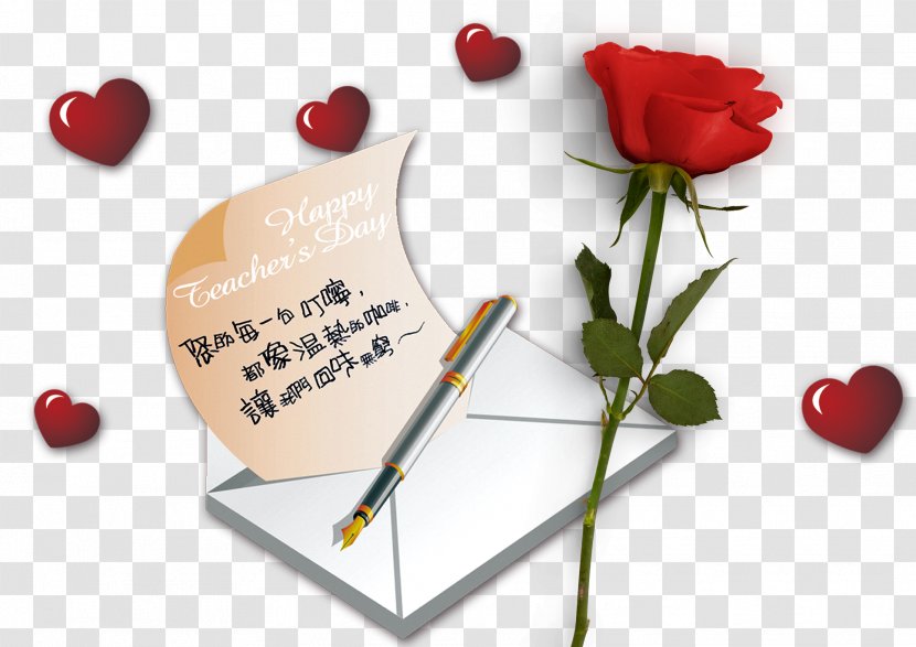 Teachers Day Thanksgiving Gratitude - Love - Teacher's Decorations, Thank You Letters, Roses Transparent PNG