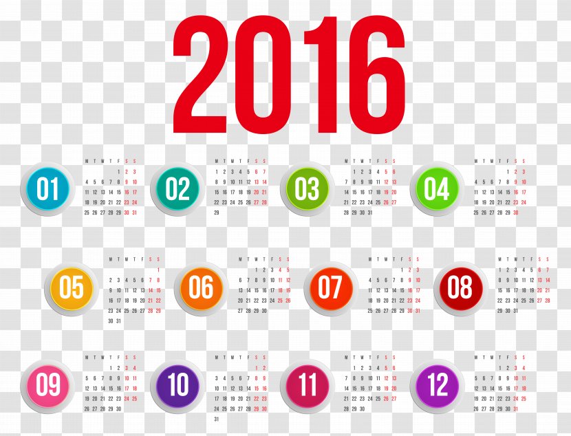 Calendar Clip Art - Diagram - 2016 Cliparts Transparent PNG